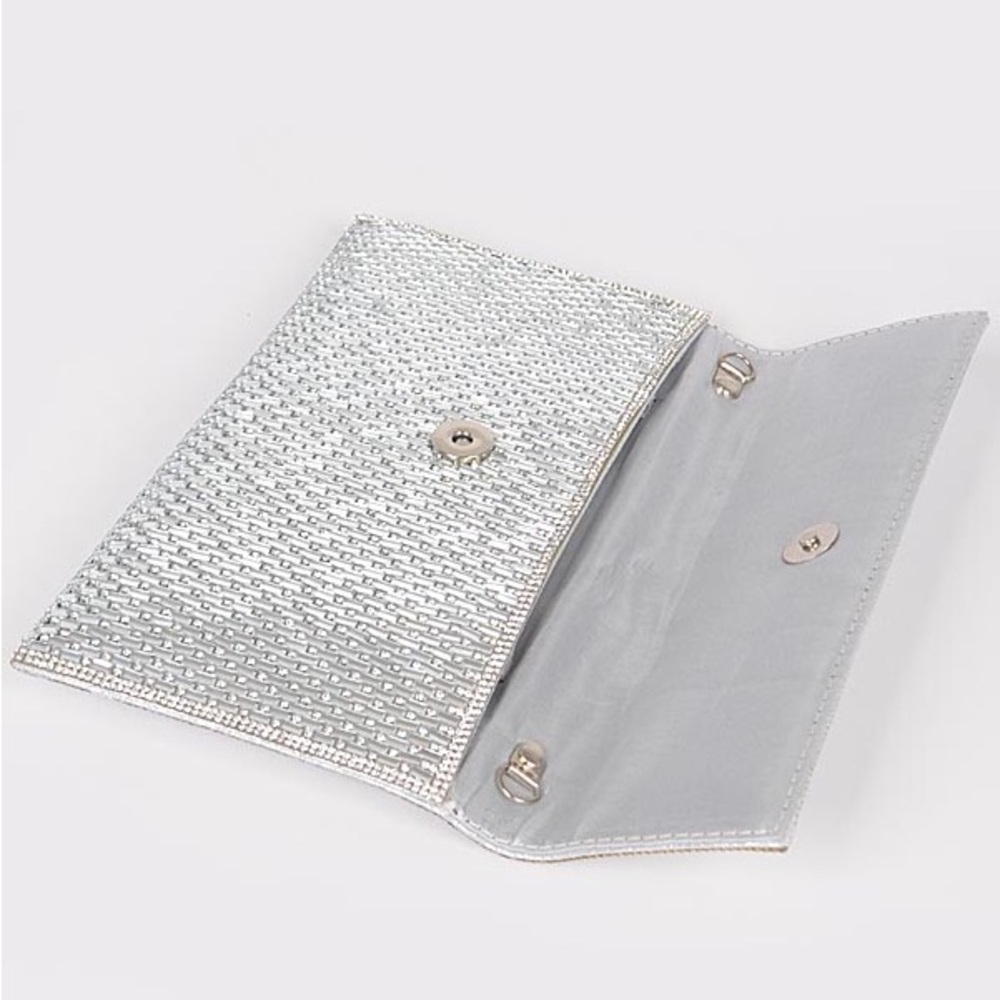 Large Silver Rhinestone Envelope Clutch Bag - Picture 6 of 6
